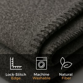 Wool Camping Blanket - 70% Wool Heavy-Duty Military Style Throw, Warm & Washable, Fire Retardant Cover for Emergency, Survival & Outdoor Use - Perfect for Camping, Car, Home & Hiking, Grey 66x90