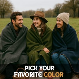 Wool Camping Blanket - 70% Wool Heavy-Duty Military Style Throw, Warm & Washable, Fire Retardant Cover for Emergency, Survival & Outdoor Use - Perfect for Camping, Car, Home & Hiking, Grey 66x90
