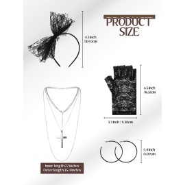 Boyiee Womens 80s Costume Set Dress Jacket Headband Earrings Necklace Lace Legging Gloves Halloween 80s Themed Costumes(L)