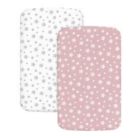Bedside Sleeper Bassinet Sheets 2 Pack Compatible with Mika Micky & MiClassic & Milliard Bassinet, Fit Most Bedside Sleeper Bassinet Mattress, Pink&White