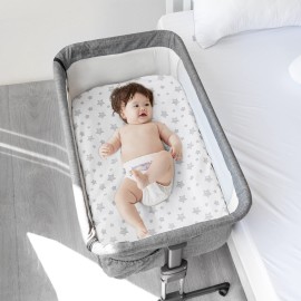 Bedside Sleeper Bassinet Sheets 2 Pack Compatible with Mika Micky & MiClassic & Milliard Bassinet, Fit Most Bedside Sleeper Bassinet Mattress, Pink&White