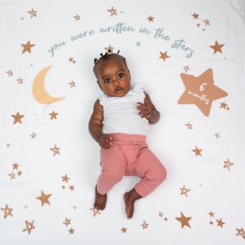 lulujo Babys First Year Milestone Blanket and Card Set | 40in x 40in (Written in The Stars)