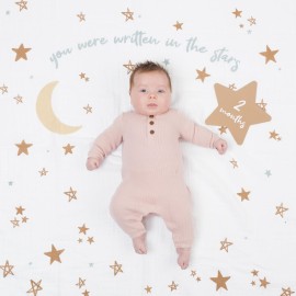lulujo Babys First Year Milestone Blanket and Card Set | 40in x 40in (Written in The Stars)