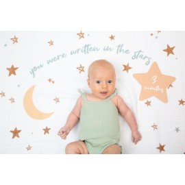 lulujo Babys First Year Milestone Blanket and Card Set | 40in x 40in (Written in The Stars)