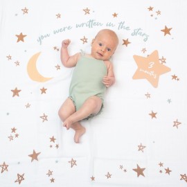 lulujo Babys First Year Milestone Blanket and Card Set | 40in x 40in (Written in The Stars)
