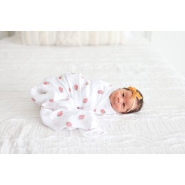 lulujo Baby Swaddle Blankets | Unisex Softest Breathable Cotton Muslin Swaddle Blanket Set | Neutral Receiving Blanket for Girls & Boys | 40in x 40in | Strawberries & Ballet Slipper | 2-Count