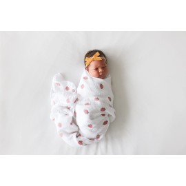 lulujo Baby Swaddle Blankets | Unisex Softest Breathable Cotton Muslin Swaddle Blanket Set | Neutral Receiving Blanket for Girls & Boys | 40in x 40in | Strawberries & Ballet Slipper | 2-Count