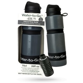 Water-to-Go Water Filter Bottle for Hiking Camping and Survival - 24oz/75cl Water Purifier Bottle for Safe Water Anywhere - Eco-Friendly Bioplastic, New Leak-Proof Lid, Filters Viruses