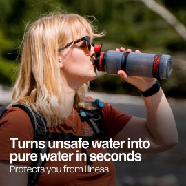 Water-to-Go Water Filter Bottle for Hiking Camping and Survival - 24oz/75cl Water Purifier Bottle for Safe Water Anywhere - Eco-Friendly Bioplastic, New Leak-Proof Lid, Filters Viruses