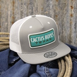 HOOEY Adjustable Snapback Trucker Hat with Cactus Ropes Logo (Grey/White)