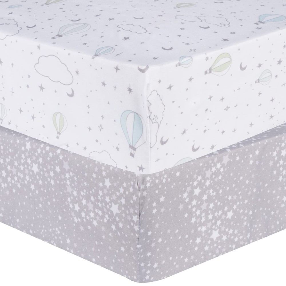 Sammy & Lou Starry Dreams 2-Pack Microfiber Fitted Crib Sheet Set, Fits Standard Crib Mattress 28 in x 52 in; Fully Elasticized,