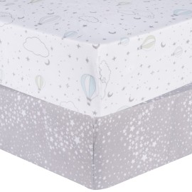 Sammy & Lou Starry Dreams 2-Pack Microfiber Fitted Crib Sheet Set, Fits Standard Crib Mattress 28 in x 52 in; Fully Elasticized,