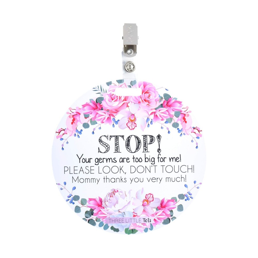 THREE LITTLE TOTS - Please Don\'t Touch BabyCar Seat Sign or Stroller Tag - CPSIA Safety Tested (Flower)