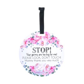 THREE LITTLE TOTS - Please Don\'t Touch BabyCar Seat Sign or Stroller Tag - CPSIA Safety Tested (Flower)