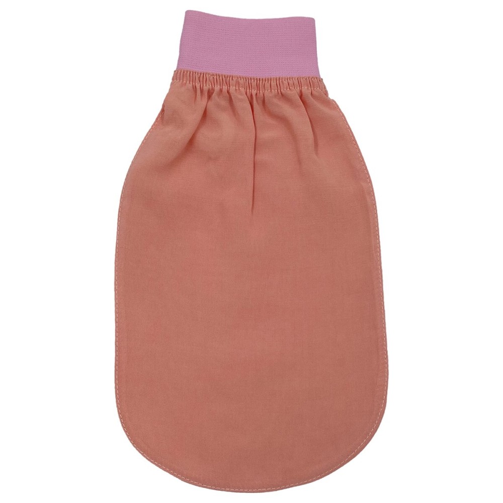 Feel Fine Turkish Exfoliating Mitt - 100% Natural Plant Silk Hammam Kese Glove for Men & Women | Handcrafted Skin Peeling Scrubber, Vegan Shower, Bath & Sauna Exfoliator (Salmon Pink &Light Pink)