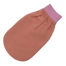 Feel Fine Turkish Exfoliating Mitt - 100% Natural Plant Silk Hammam Kese Glove for Men & Women | Handcrafted Skin Peeling Scrubber, Vegan Shower, Bath & Sauna Exfoliator (Salmon Pink &Light Pink)