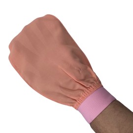Feel Fine Turkish Exfoliating Mitt - 100% Natural Plant Silk Hammam Kese Glove for Men & Women | Handcrafted Skin Peeling Scrubber, Vegan Shower, Bath & Sauna Exfoliator (Salmon Pink &Light Pink)