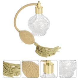 Topxome 100ml Clear Crystal Vintage Style Perfume Bottle Long Spray Tassels Atomizer Pump Refillable Glass Bottles Lady Makeup Tool (Gold)