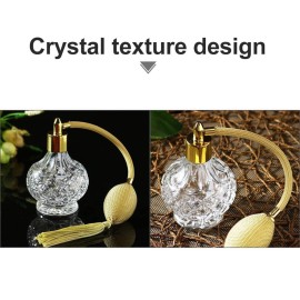Topxome 100ml Clear Crystal Vintage Style Perfume Bottle Long Spray Tassels Atomizer Pump Refillable Glass Bottles Lady Makeup Tool (Gold)