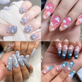 8 Sheets Cloud Moon Nail Stickers, 3D Black White Design Self-Adhesive Nail Art Decals,Flame Starlight Butterflies DIY Manicure Decorations for Women Girls 8 Sheets Cloud Moon Nail Stickers, 3D Black White Design Self-Adhesive Nail Art Decals,Flame Starlight Butterflies DIY Manicure Decorations for Women Girls