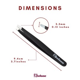 Stelone Tweezers for Eyebrows - Slant Tip Professional Stainless Steel Eyebrow Tweezers for Women & Men - Great Precision on Brow, Facial Hair & Ingrown Hair