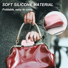 Heat Resistant Silicone Mat Pouch for Hair Straightener, Non-Slip Travel Pad Cover for Curling & Flat Iron, Portable Styling Heat Mat Holder for Curler Wand and Hot Waver (Pink)