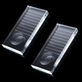 2-in-1 Eyelash Extension Crystal Pallet, Glass False Lashes Stand Tray, Strip Tile Holder for Lashes Adhesive Glue, Nail Art Painting Color Toning Glass Board (2Pcs)