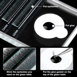 2-in-1 Eyelash Extension Crystal Pallet, Glass False Lashes Stand Tray, Strip Tile Holder for Lashes Adhesive Glue, Nail Art Painting Color Toning Glass Board (2Pcs)