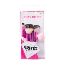 Ruby Kisses Makeup Brushes Travel Size Complexion Brush Set, Powder, Angled Buffer, Blending, Concealer Brush and Blending Sponge, Travel Friendly 5 PCS Set Ruby Kisses Makeup Brushes Travel Size Complexion Brush Set, Powder, Angled Buffer, Blending, Concealer Brush and Blending Sponge, Travel Friendly 5 PCS Set
