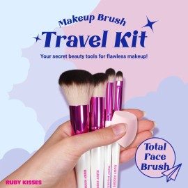 Ruby Kisses Makeup Brushes Travel Size Complexion Brush Set, Powder, Angled Buffer, Blending, Concealer Brush and Blending Sponge, Travel Friendly 5 PCS Set Ruby Kisses Makeup Brushes Travel Size Complexion Brush Set, Powder, Angled Buffer, Blending, Concealer Brush and Blending Sponge, Travel Friendly 5 PCS Set