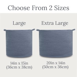 Natemia Rope Storage Basket- Nursery Bin and Toy Organizer (15x15x14), Laundry Basket, Basket for Towels, Pillows and Blankets, Perfect Baby Registry Gift