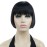 Lydell 6 Straight Short Bob Hair Flat Bangs Cute Central Dot Skin Top Heat Resistant Synthetic Wigs (Natural Black)