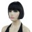 Lydell 6 Straight Short Bob Hair Flat Bangs Cute Central Dot Skin Top Heat Resistant Synthetic Wigs (Natural Black)