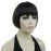 Lydell 6 Straight Short Bob Hair Flat Bangs Cute Central Dot Skin Top Heat Resistant Synthetic Wigs (Chestnut Brown)