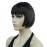 Lydell 6 Straight Short Bob Hair Flat Bangs Cute Central Dot Skin Top Heat Resistant Synthetic Wigs (Chestnut Brown)
