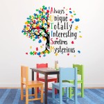 Mfault Autism Awareness Day Inspirational Sign Wall Decal Sticker, Positive Puzzle Piece Tree Colorful Nursery Classroom Decoration Baby Bedroom Art, Autistic Spectrum Motivational Kid Room Decor Gift