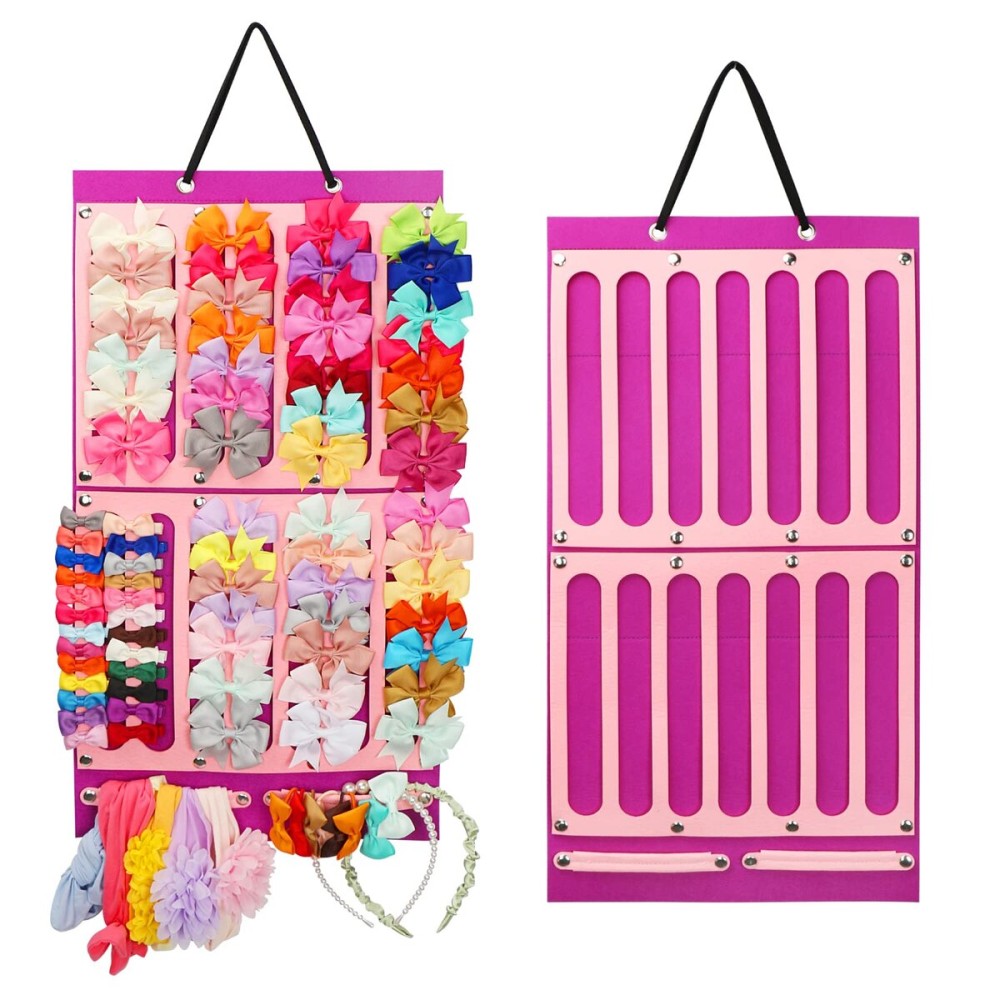 Vimiv Hair Bows Holder & Organizer w/Large Capacity, 16 Ribbons, Bows Organizer, Baby Hair Accessory Storage Display w/Sturdy Rope, Wall Hanging for Girl Room-Purple Vimiv Hair Bows Holder & Organizer w/Large Capacity, 16 Ribbons, Bows Organizer, Baby Hair Accessory Storage Display w/Sturdy Rope, Wall Hanging for Girl Room-Purple