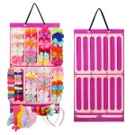 Vimiv Hair Bows Holder & Organizer w/Large Capacity, 16 Ribbons, Bows Organizer, Baby Hair Accessory Storage Display w/Sturdy Rope, Wall Hanging for Girl Room-Purple