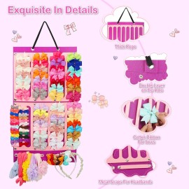Vimiv Hair Bows Holder & Organizer w/Large Capacity, 16 Ribbons, Bows Organizer, Baby Hair Accessory Storage Display w/Sturdy Rope, Wall Hanging for Girl Room-Purple Vimiv Hair Bows Holder & Organizer w/Large Capacity, 16 Ribbons, Bows Organizer, Baby Hair Accessory Storage Display w/Sturdy Rope, Wall Hanging for Girl Room-Purple