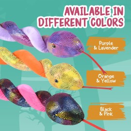 Forest & Twelfth 67 Twisted Plush Snake Toys for Kids, Stuffed Snakes with Adorable Faces and Colors, Great for Pretend-Play Adventure, Home Dcor, All Occasion Gifts for Kids Ages 3+ (Orange)