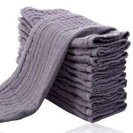 Cute Castle 12 Pack Muslin Burp Cloths for Baby - Ultra-Soft 100% Cotton Baby Washcloths - Large 20\'\' by 10\'\' Super Absorbent Milk Spit Up Rags - Burpy Cloths for Unisex, Boy, Girl - Grey