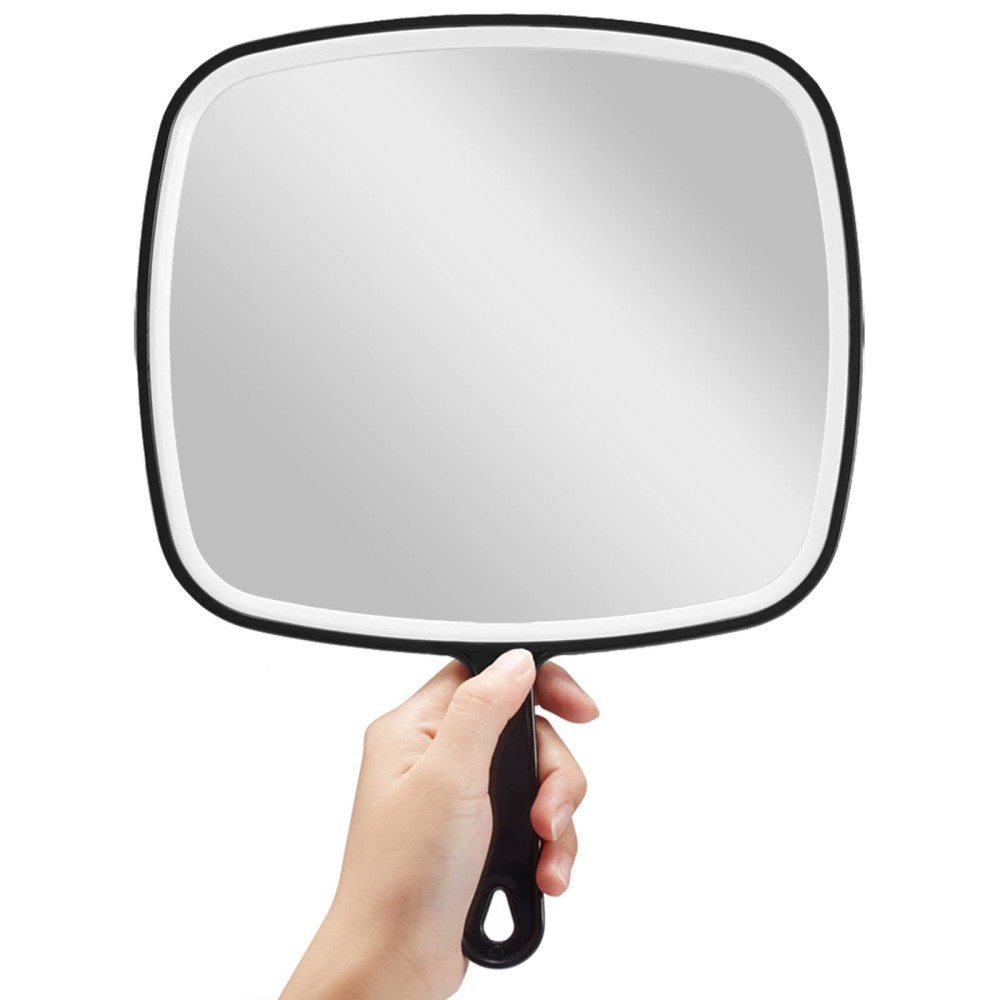 OMIRO Handheld Mirror, Extra Large Hand Mirror with Handle, Square, Black, 12.4 L x 9.1 W OMIRO Handheld Mirror, Extra Large Hand Mirror with Handle, Square, Black, 12.4 L x 9.1 W