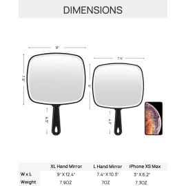 OMIRO Handheld Mirror, Extra Large Hand Mirror with Handle, Square, Black, 12.4 L x 9.1 W OMIRO Handheld Mirror, Extra Large Hand Mirror with Handle, Square, Black, 12.4 L x 9.1 W