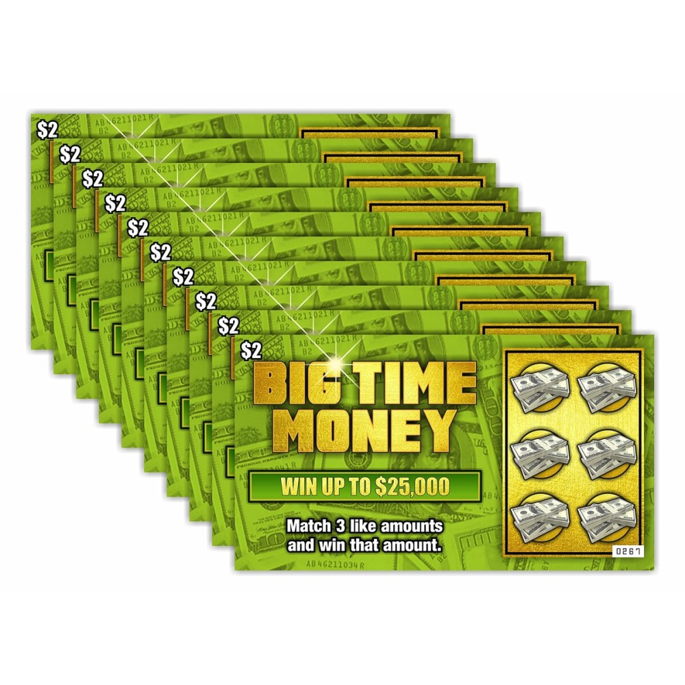 Prank Gag Joke Lottery Tickets Big Time Money 10 Total Tickets, All Same Design, These Lottery Ticket Scratch Off Cards Look Super Real Like A Real Scratcher Joke Lotto Ticket, Win $25,000