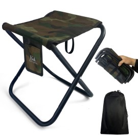 K-MingleSo Upgraded Portable Folding Stool, 13 Inch Camping Stool for Adults Fishing Hiking Gardening and Beach with Carry Bag, Hold Up to 450lbs[Camo]