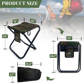 K-MingleSo Upgraded Portable Folding Stool, 13 Inch Camping Stool for Adults Fishing Hiking Gardening and Beach with Carry Bag, Hold Up to 450lbs[Camo]