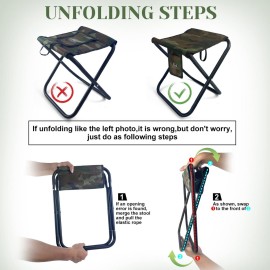 K-MingleSo Upgraded Portable Folding Stool, 13 Inch Camping Stool for Adults Fishing Hiking Gardening and Beach with Carry Bag, Hold Up to 450lbs[Camo]
