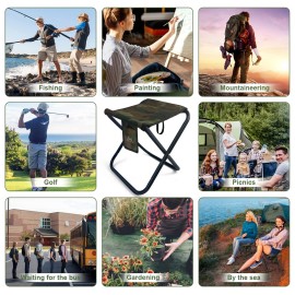 K-MingleSo Upgraded Portable Folding Stool, 13 Inch Camping Stool for Adults Fishing Hiking Gardening and Beach with Carry Bag, Hold Up to 450lbs[Camo]