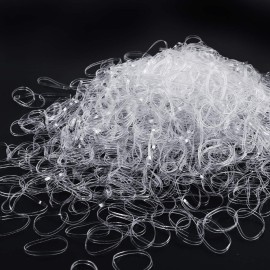 TsMADDTs Clear Small Rubber Hair Ties Set with French Braid Tool and Rat Tail Comb, 1000pcs Hair Elastics, Pink