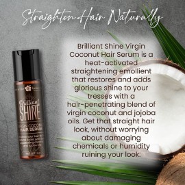 Janelle Beauty Brilliant Shine Virgin Coconut Hair Serum - Natural, Heat-Activated Straightening Emollient with Grapeseed, Coconut, & Jojoba Oil for Smooth, Straight Hair without Chemicals - 1 fl oz